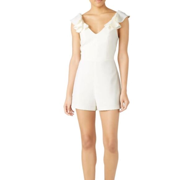 Amanda Uprichard Gimlet Short Romper White Sleeveless Ruffle Straps Size Medium - Picture 1 of 13